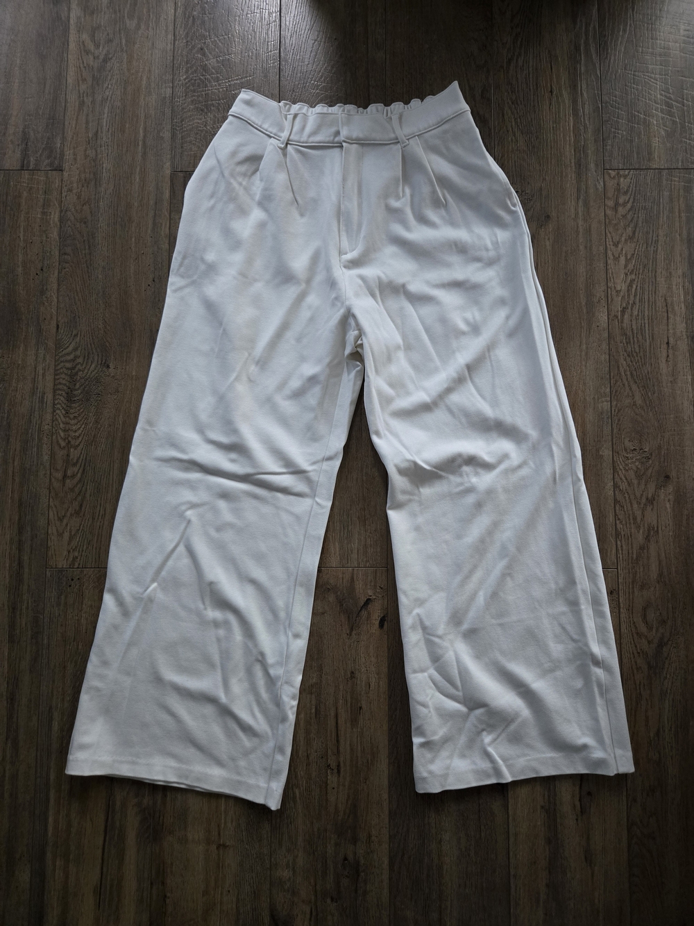Klassy Network Wide-Leg Trousers in White Women's Pants - High Waist, Size M